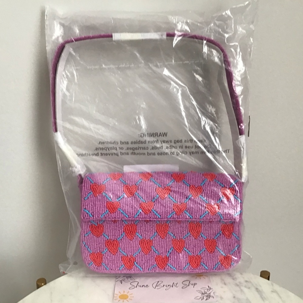 RARE Anthropologie Fiona Beaded Bag Icon Edition Hearts Beads New With Tag - Picture 2 of 10